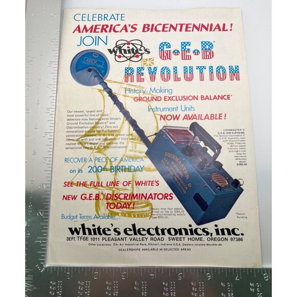 Coinmaster V Metal Detector Print Ad Vtg 70s Whites Electronics Sweet Home OR - Picture 2 of 6